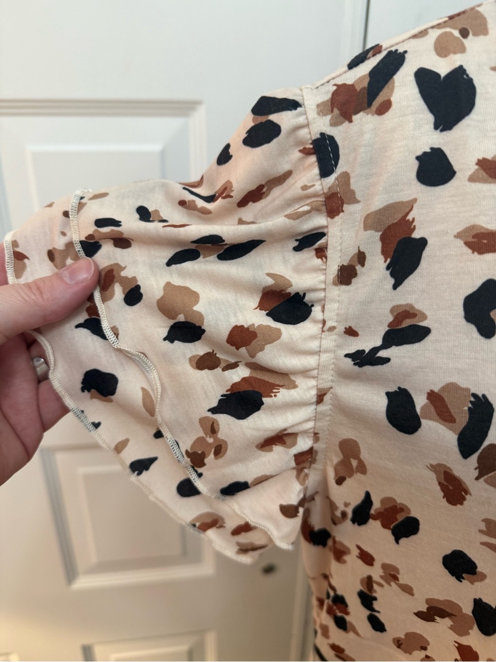 Women’s Beige Midi Dress with Brown & Black Print - Picture 2 of 13